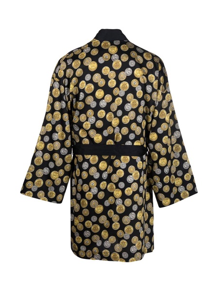 Coin-print cotton robe 