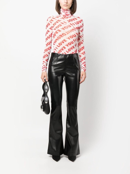 faux-leather flared trousers