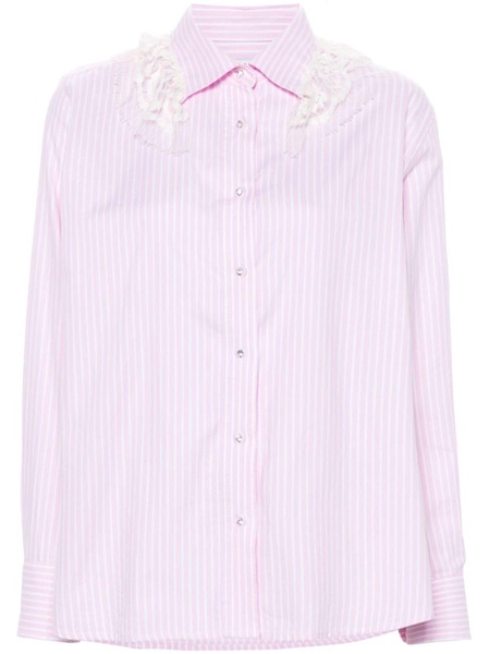 lace-detail striped shirt 