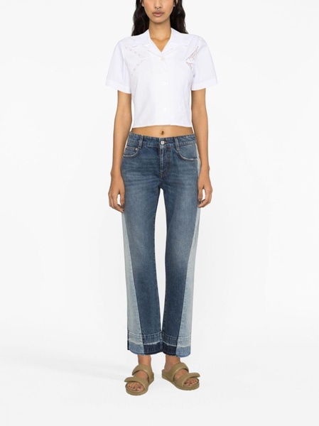 Blue Panelled Straight-Leg Jeans