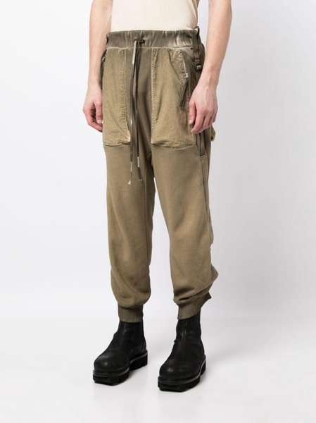 faded drop-crotch cotton track pants