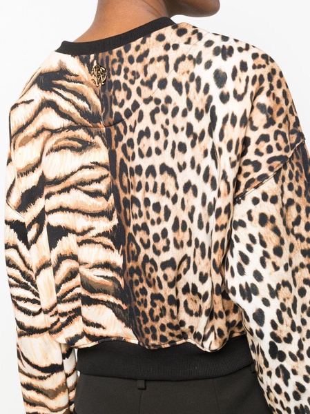 animal-print long-sleeve blouse