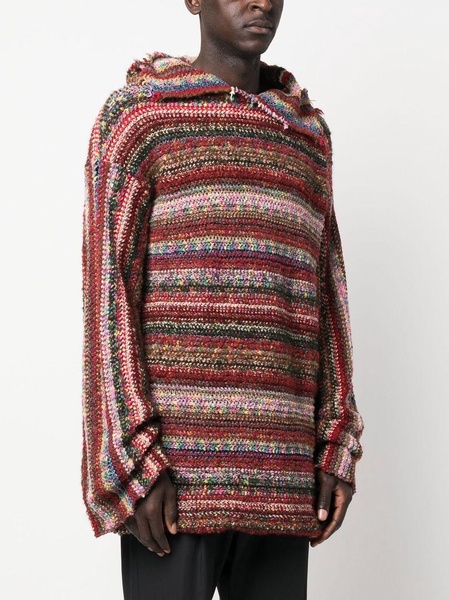 striped recycled wool hoodie