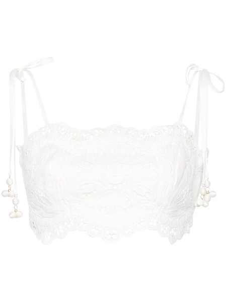 ZIMMERMANN Ivory Embroidered Cotton Bandeau Top