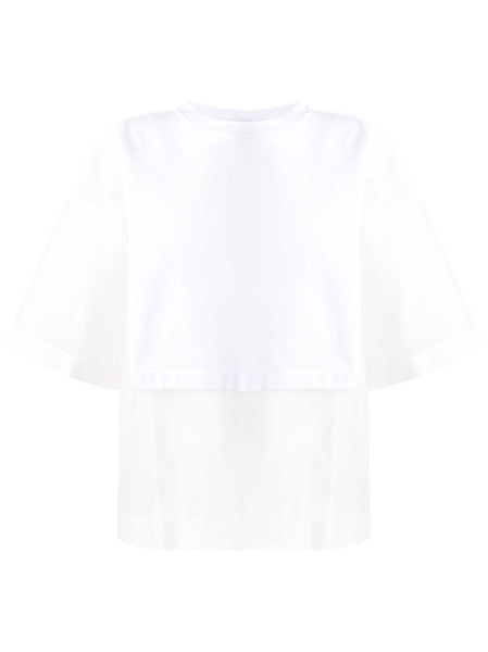 semi-sheer panelled cotton T-shirt