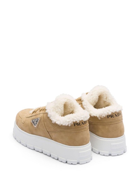 shearling-trim flatform sneakers