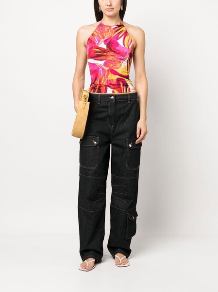 floral-print halterneck top