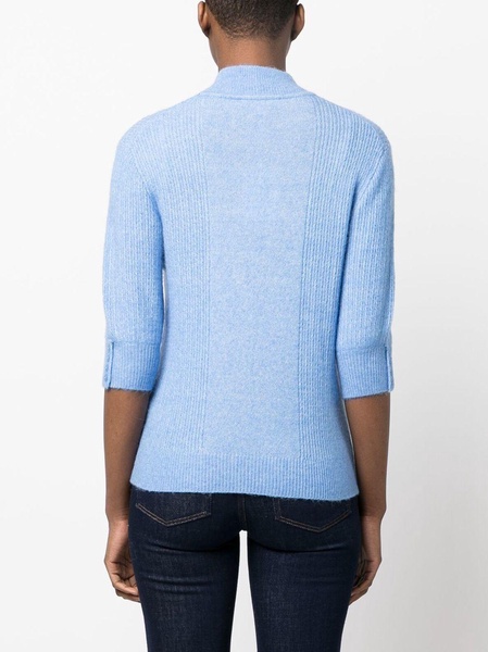 high-neck cropped-sleeve jumper