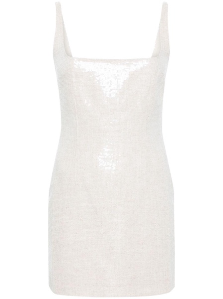 Neutral Sior Sequin-Embellished Mini Dress