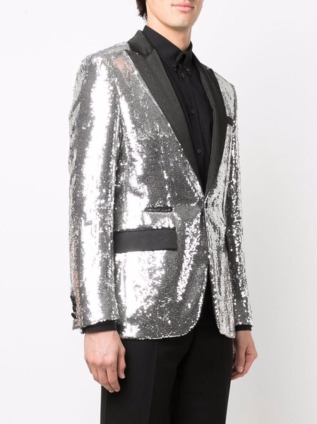 sequin-embellished single-breasted blazer