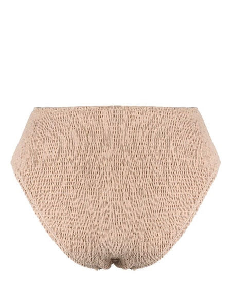 high-waist smocked bikini bottoms