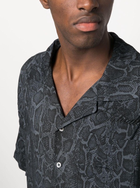 snakeskin-print logo-embroidered shirt