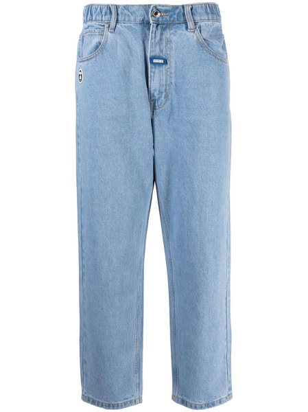 loose-fit patch-detail denim trousers