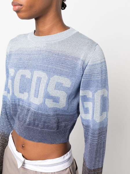 intarsia-knit logo cropped jumper