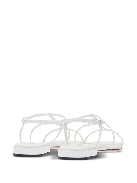 logo-plaque leather flat sandals