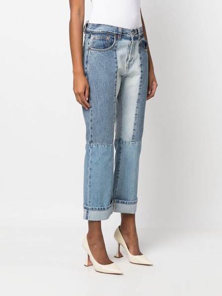 straight-leg patchwork jeans