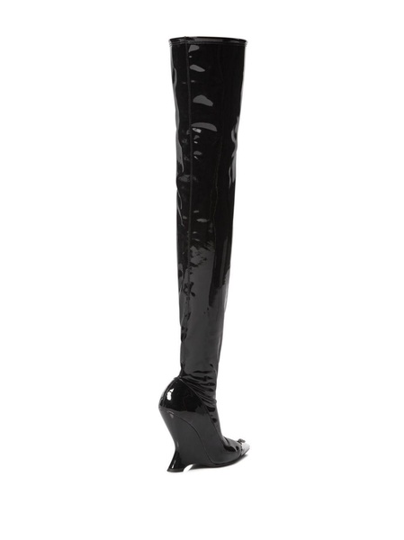 patent-leather over-knee boots 