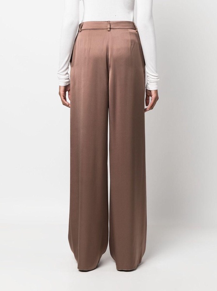 wide-leg high-waisted silk trousers