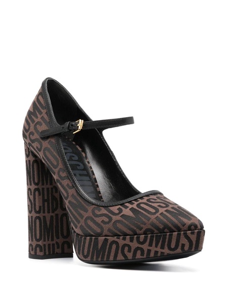 jacquard-logo 125mm block heel pumps