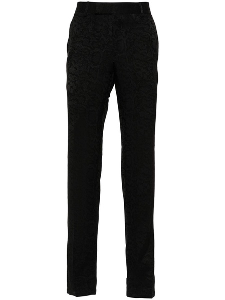 snakeskin-pattern slim-cut tailored trousers