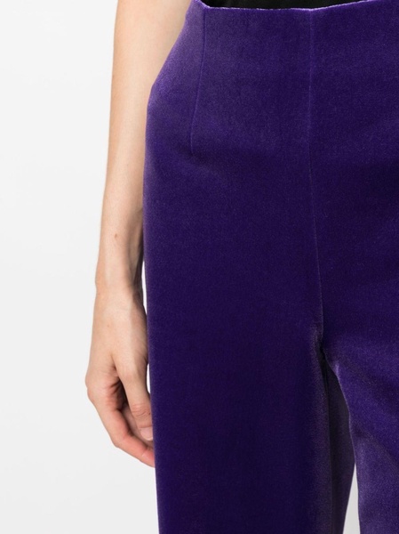 high-waisted velour flared trousers 