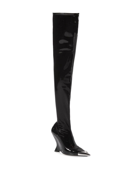 patent-leather over-knee boots 