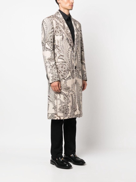 paisley-print single-breasted coat