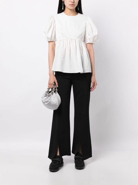 Summer recycled polyester puff-sleeves blouse