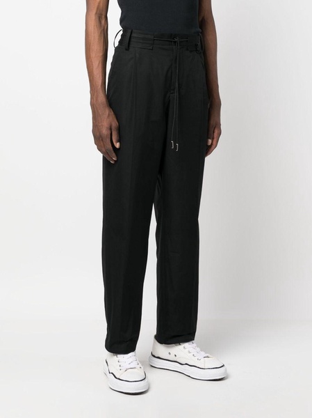 pressed-crease drawstring-waist trousers