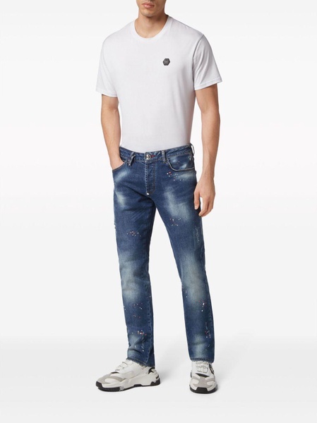 mid-rise straight-leg jeans