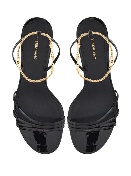 70mm cable-link chain leather sandals 