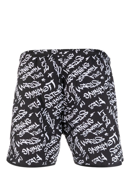 calligraphy-print drawstring swim shorts