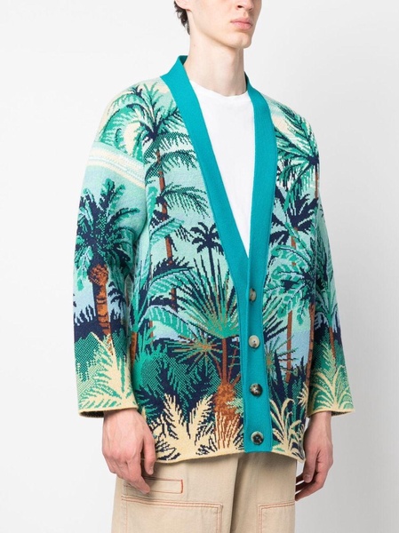 palm tree-print cashmere cardigan