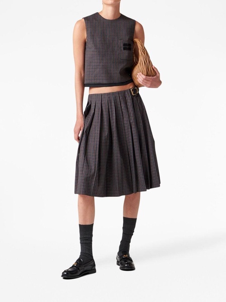 checked sleeveless wool top