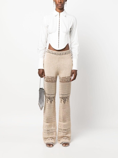 high-waisted knitted trousers