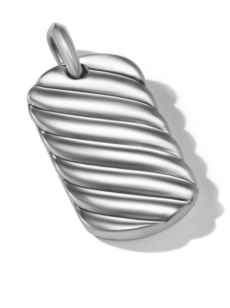 sterling silver Sculpted Cable tag pendant