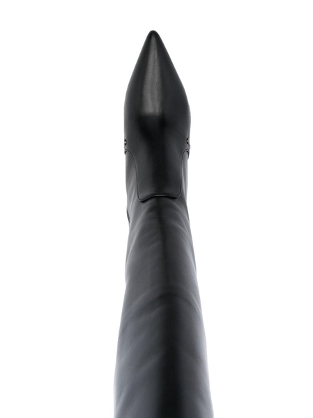 thigh-high leather boots