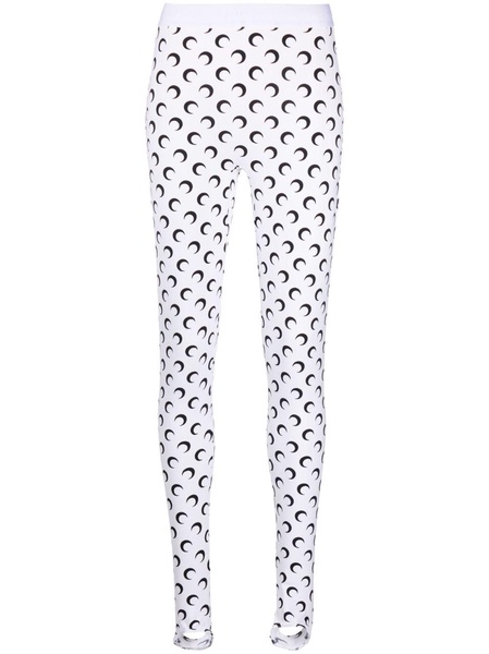 White Fuseaux Moon-Print Leggings