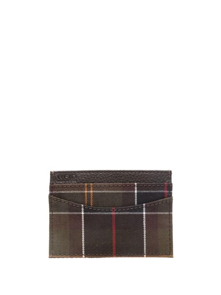 logo-patch tartan-print cardholder