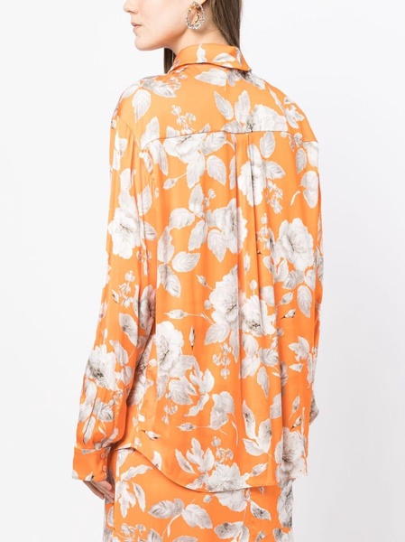 floral-print satin shirt