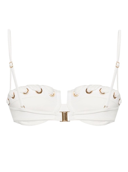 White Halliday Eyelet Balconette Bikini Top