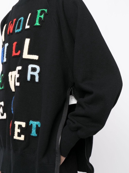 patch-lettering cotton sweatshirt