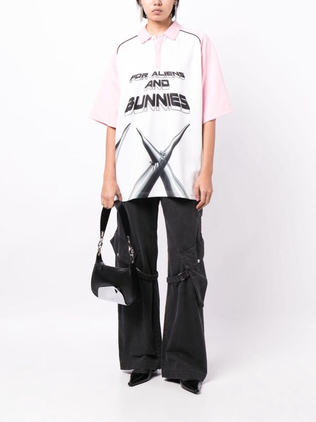 White And Pink Techno For Aliens And Bunnies Polo Shirt