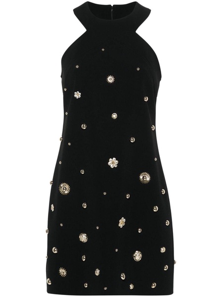 stud-embellished crepe mini dress