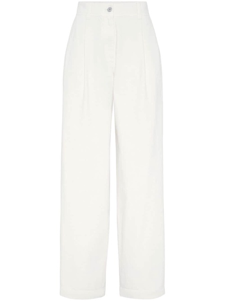 pleated wide-leg jeans