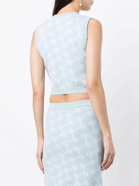 monogram-pattern cropped vest