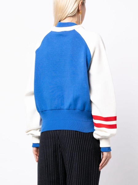 striped double V-neck sweatshirt