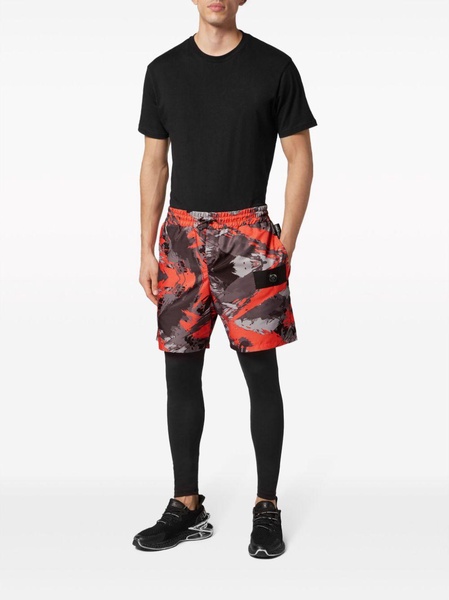 abstract-print layered track pants