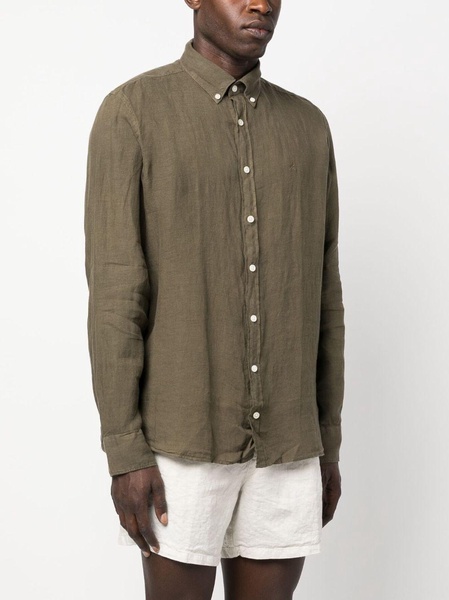 logo-embroidered linen shirt