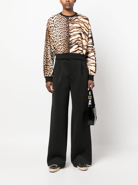 animal-print long-sleeve blouse